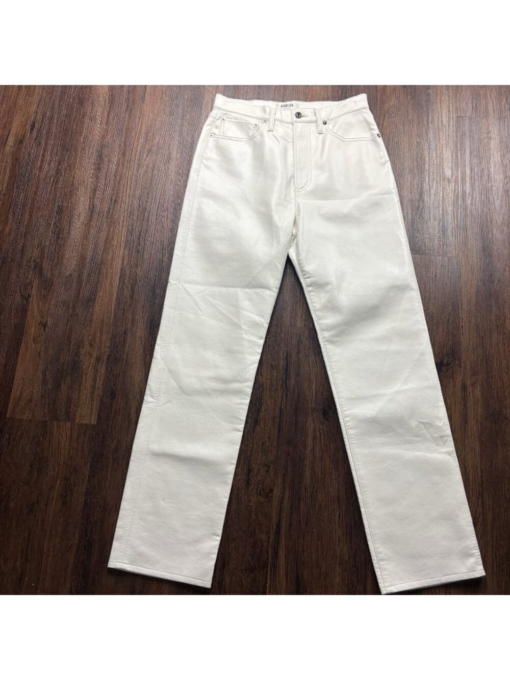 AGOLDE '90s Pinch Waist Recycled Leather High Waist Pants Powder White Size 26
